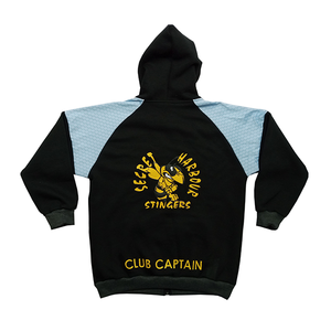 Sweat-shirt à capuche noir pour femme, avec empiècements jaunes, logo brodé, manches longues, en polaire polyester/coton - Product Image 3