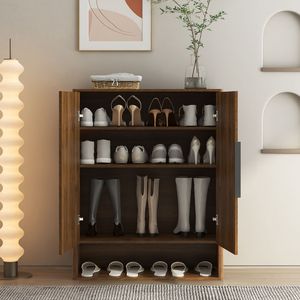 Mobile Moderno in Legno per Scarpe con Ripiani Regolabili, Organizzatore per Ingresso, Corridoio e Soggiorno, Opzioni Multiple di Porte - Product Image 2