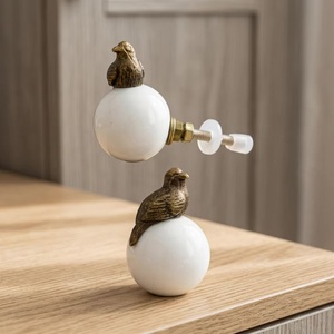 Resin Wood Metal Bird Perched Cabinet <b>Knob</b> & Drawer Handle Modern Design for Bedroom Kitchen Home Office Furniture - Product Image 2