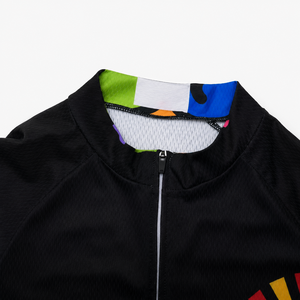 Ensemble de maillot de cyclisme pour homme, coloré, géométrique, manches courtes, respirant, fermeture éclair sur le devant, design sportif, vêtements d'été - Product Image 4