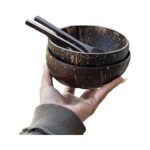 Tazón de cáscara de coco entero para utensilios de cocina OEM Embalaje a granel Tazón de coco de madera de fibra de coco biodegradable para frutas de helado - Product Image 1