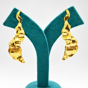 Sstringz Exim Pvt. Ltd. Gold Plated Brass Chandelier Earrings Women Irregular Geometric Leaf Design Trendy Long Dangle Gift - Product Image 3