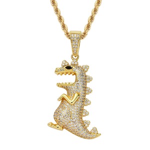 Colgante de Lujo con Diseño de Dinosaurio T-Rex, Micro Pavé de Circonita Cúbica, Joyería Hip Hop Brillante para Hombres y Mujeres - Product Image 5