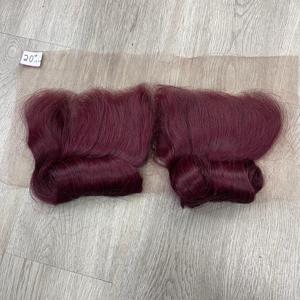 Borgoña Color vino huevo rizado con encaje suizo Frontal 100% cutícula alineada cabello humano vietnamita - Product Image 2