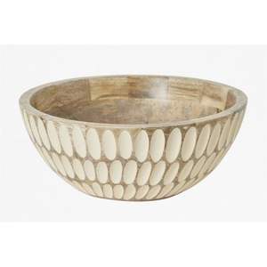 Tazón de Madera Tallado con Diseño Floral Vintage para Servir |   Tazón Ecológico para Frutas y Ensaladas de Madera de Mango, Tazones Artesanales Hechos a Mano para Cocina - Product Image 5