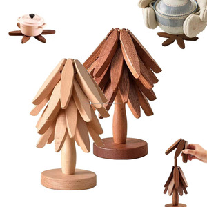 Ensemble de dessous de plat en bois poli fait à la main prix de décoration de tapis de Table de cuisine résistant à la chaleur durable - Product Image 4