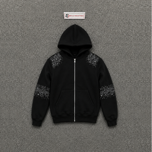 Black Rhinestone <b>Zip</b> Up Hoodie Oversized Streetwear Hoodie Unisex Full <b>Zip</b> <b>Hooded</b> Sweatshirt Casual Cotton Fashion Winter Wears - Product Image 5