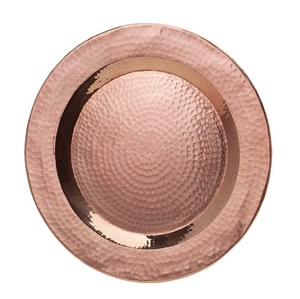 Platos de servir con acabado de cobre martillado a mano, plato decorativo color oro rosa, vajilla de alta gama para restaurantes y hoteles, vajilla de lujo para cenas. - Product Image 2