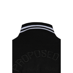 Veste de baseball universitaire en cuir noir à manches ajustées, personnalisable avec logo, vente en gros, collection automne - Product Image 6
