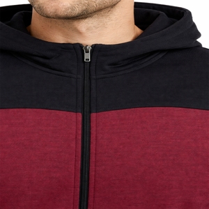 Sweat à capuche zippé intégral bicolore pour homme avec broderie 3D, personnalisable OEM, coupe oversize, décontracté, vente en gros - Product Image 4