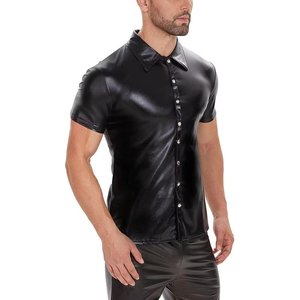 Chemises en cuir pour hommes en gros 2026 – Chemises en cuir véritable sur mesure de créateur, coupe ample, style décontracté, col montant - Product Image 3
