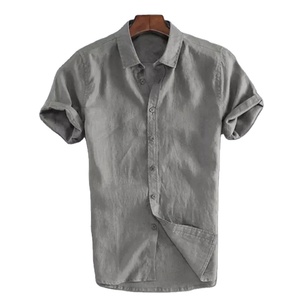 Men's Casual <b>Short</b> <b>Sleeve</b> <b>Shirt</b> Street Wear Lapel Button Solid Color Cotton <b>Linen</b> <b>Shirt</b> for Men Vintage Vacation Blouse XS-6XL - Product Image 6