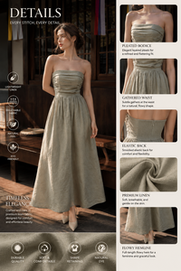 Elegante Vestido de Sirena Moderno con Pliegues, de Algodón Ecológico Transpirable, con Tirantes Finos y Espalda Descubierta, Fruncido, para Mujer - Product Image 5