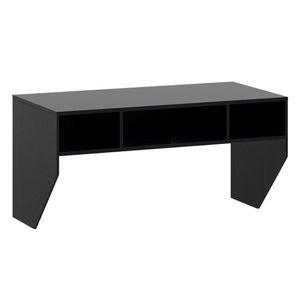 Black Floating Computer Desk with <b>3</b> <b>Cube</b> <b>Storage</b> Sturdy Wooden Wall Mounted Workstation for Home Office - Product Image 3