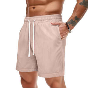 กางเกงขาสั้นผ้าลูกฟูกสำหรับผู้ชายกางเกงขาสั้นผ้าโพลีเอสเตอร์แห้งเร็วกางเกง2XL ย้อมสีล้วนผ้าลูกฟูกสำหรับฤดูร้อน - Product Image 5