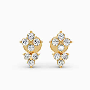 Clous d'oreilles en diamants cultivés en laboratoire éthiques, modèle Cluster Bloom, 0,13 ct, en or jaune, blanc et rose 9 carats - Product Image 2