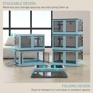 <b>Collapsible</b> 18 Gal Blue <b>Storage</b> Bins Lids Wheels 35L Capacity 10kg Load Customizable 3 Pack Stackable Folding PET <b>Storage</b> <b>Boxes</b> - Product Image 5