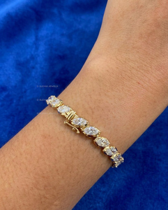 14K Yellow Solid Gold Platinum Plated Handmade Classic Style 20 Carat Lab Grown Diamond Tennis Bracelet Unisex Big Diamond <b>Party</b> - Product Image 3