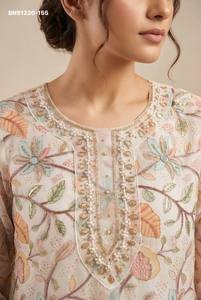 Premium Collection Organza with Handwork & <b>Sequin</b> Embroidered Readymade Straight Kurti-<b>Pant</b>-Dupatta Collection Indian Supplier - Product Image 2