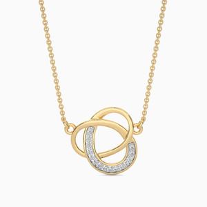 Geometric Pendant <b>Necklace</b> 18K <b>Solid</b> Gold Round Diamond Channel Setting Minimalist Everyday Wear Unisex Link Chain - Product Image 1