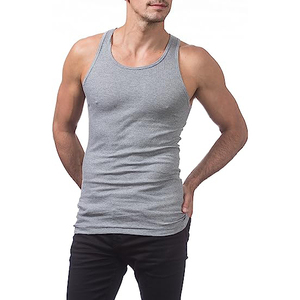 Camiseta sin mangas de punto gris para hombre, cuello redondo, color sólido, transpirable, informal - Product Image 3