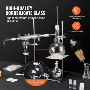 Evaporatore Rotante da Laboratorio per Distillazione Oli Essenziali, Kit da 500ml con Vetreria in Vetro Borosilicato 3.3, Lampada ad Alcool e Componenti Ceramici - Product Image 3