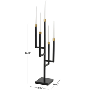 Wholesale Modern Black Metal <b>Candle</b> Stand Gold Accents Handcrafted Wrought Iron <b>Candle</b> Holder Bulk for Christmas Home Decor - Product Image 4