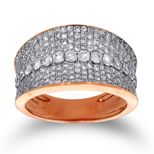 Bague de luxe Regalia Allure en or rose 18 carats avec pavé de diamants multi-rangs pour femme, coupe ronde brillante, style statement - Product Image 1