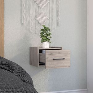 Light Grey Boa Single Drawer <b>Floating</b> Nightstand with Handle <b>Wall</b> Mounted End Table & Side Table for Bedroom - Product Image 4
