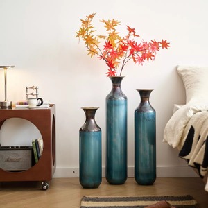 Bloom Code Modern Handmade Metal Floor <b>Vase</b> Blue Gradient Finish Decorative Sculpture 28.34in 24.4in 20.4in <b>Set</b> of <b>3</b> - Product Image 4