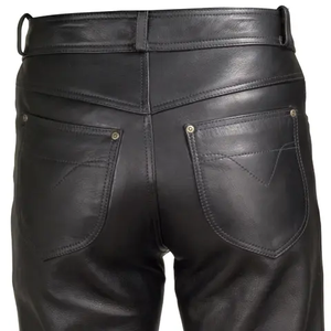 Pantalones de Cuero para Motociclista de Cintura Alta para Hombre, Talla Grande, Corte Regular, Pierna Recta, Recubrimiento de PU Resistente, con Bolsillos, para Invierno - Product Image 3