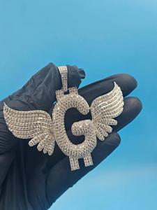 Colgante de Letra con Incrustaciones de Lujo, Plata 925 Chapada en Oro, Joyería Hip Hop Personalizada, Regalo, Certificado IGI - Product Image 5