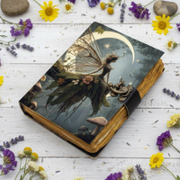 Livre Grimoire Classique en Cuir Imprimé Fait Main, Journal Occulte Vintage pour la Lecture des Sortilèges et la Magie des Ombres
