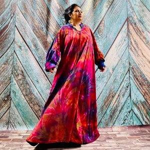 Robe Kimono de Soirée à Paillettes, Manches Longues, Broderie Main, Volants en Dentelle, en Viscose/Coton, Style Bandeau, 1 Pièce - Product Image 1