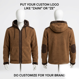 Premium 240g Fleece Waterproof Breathable Men's Running <b>Puller</b> Jacket Brown Contrast Panel Custom Embroidery Print Logo ODM - Product Image 1