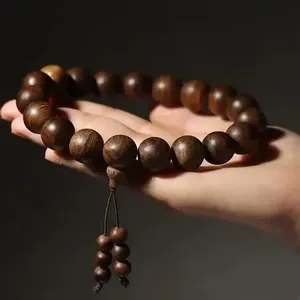 7mm Agarwood <b>Ball</b>-Shaped Agate Stones Religious Buddhism Unisex Gift Beaded Bangles with Amethyst - Product Image 4