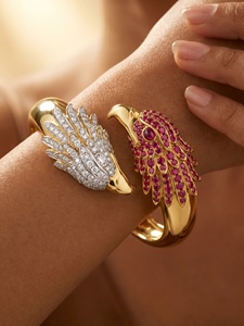 Pulseras de Oro 24K con Diamantes y Rubíes Engastados en Canal, Joyería de Lujo para Mujer, Ideal para Fiestas - Product Image 1