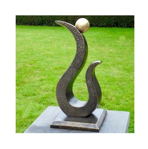 Modern Outdoor Abstract Garden Sculpture Bronze Flame <b>Statue</b> Balance <b>Gold</b> Sphere Lawn Patio Yard Art Ornament Large - Product Image 1