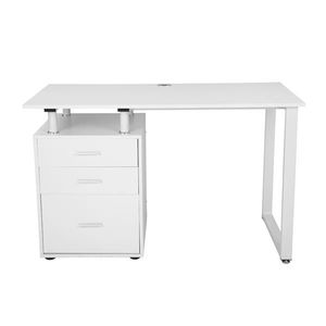FCH White <b>Computer</b> <b>Desk</b> <b>with</b> Three <b>Drawers</b> Pipe Rack Design - Product Image 2