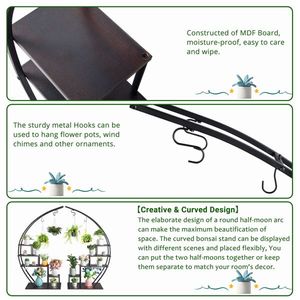 Artisasset Supporto per Vasi a Semicerchio a 5 Livelli in Ferro e MDF per Giardino, Prato e Decorazione Domestica, con Ampio Spazio - Product Image 2