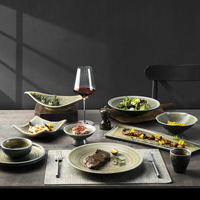 YAYU Chaozhou Horeca Fabrik Chinesisches Porzellan Natürlich Gesprenkelte Steak-Teller Geschirrset Keramik-Essteller Grün