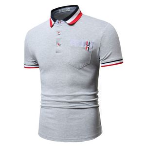 Men's White Short Sleeve Polo Shirt With Pocket And Colorful Trim Casual Style - Product Image 4