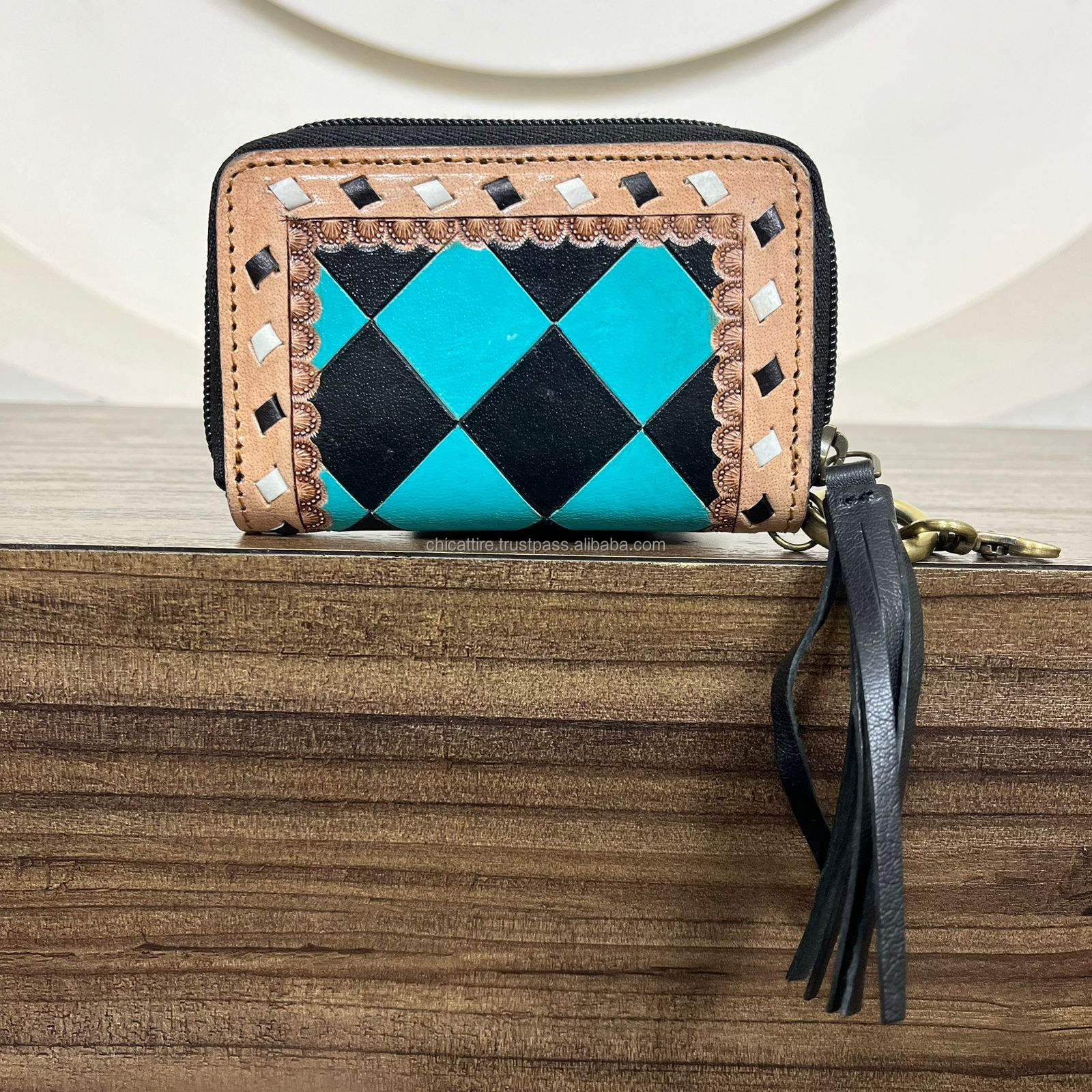 Turquoise & Black checkered