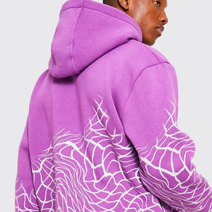Sweat-shirt à capuche pour homme, imprimé géométrique violet, streetwear, manches longues, avec poches cargo, vêtements décontractés d'automne - Product Image 6