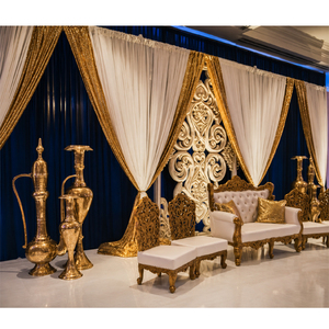 Dernières décorations de scène de mariage musulmane Walima, décorations de scène de mariage en cristal, décorations de scène de mariage royal, rideaux et ornements USA - Product Image 1