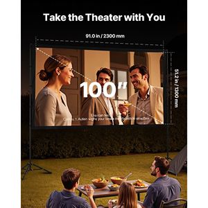 Schermo di Proiezione Portatile 100 Pollici, Angolo di Visione 160 Gradi, Senza Pieghe, 4K HD 16:9, per Interni/Esterni, con Supporto - Product Image 2