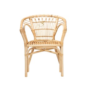 Looped Backrest Natural Rattan <b>Dining</b> Chair with Armrests Handcrafted Wicker <b>Armchair</b> for Elegant <b>Dining</b> Room Restaurant Hotel - Product Image 4