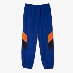 Men's Blue Orange Color Blocked Tracksuit Set Zipper Closure Elastic Waist Regular Fit Polyester Outdoor Wear - Product Image 6