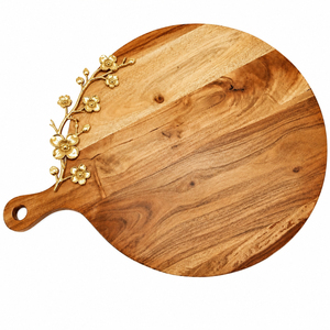 Stylish Designer Wood Charcuterie Board Set Luxury <b>Wooden</b> Cheese Platter with Decorative Brass Leaf Handles For Hotel Supply - Product Image 5