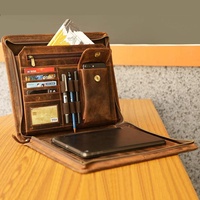 Portefeuille en cuir durable en gros, dossier en cuir facile à transporter avec fermeture à glissière pour porte-documents de voyage
